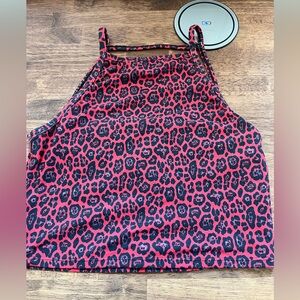 KJ Red Cheetah Swim Top L